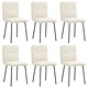 Трапезни столове от кадифе, 6 бр., кремави, 45 x 54 x 83 см