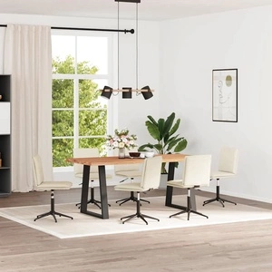 Луксозни Трапезни Столове от Кадифе, 6 бр., Кремави, Регулируема Височина