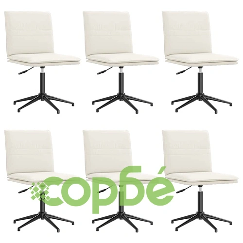 Луксозни Трапезни Столове от Кадифе, 6 бр., Кремави, Регулируема Височина ➤ топ цена ➤ sorbe.bg