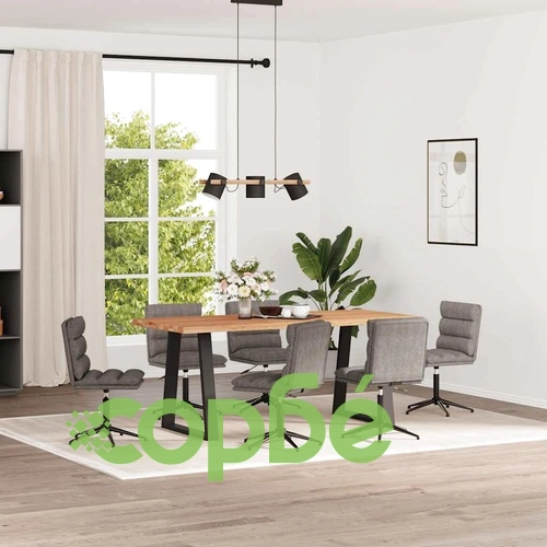 Луксозен комплект от 6 трапезни стола в сиво, тапицирани с изкуствена кожа и регулируема височина ➤ топ цена ➤ sorbe.bg