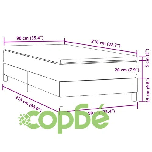 Боксспринг легло с матрак от кадифе, тъмнозелено, 90x210 см ➤ топ цена ➤ sorbe.bg