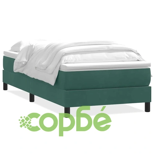 Боксспринг легло с матрак от кадифе, тъмнозелено, 90x210 см ➤ топ цена ➤ sorbe.bg