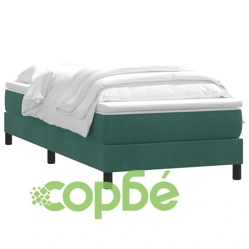 Боксспринг легло с матрак от кадифе, тъмнозелено, 90x210 см ➤ топ цена ➤ sorbe.bg