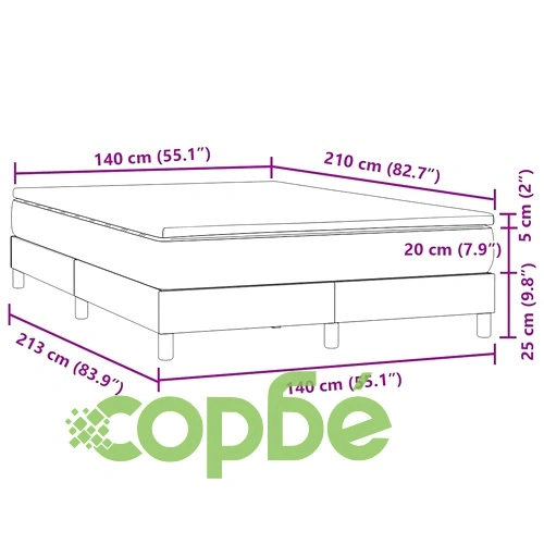 Луксозно Боксспринг Легло с Матрак, 140x210 см, Тъмносиньо Кадифе ➤ топ цена ➤ sorbe.bg