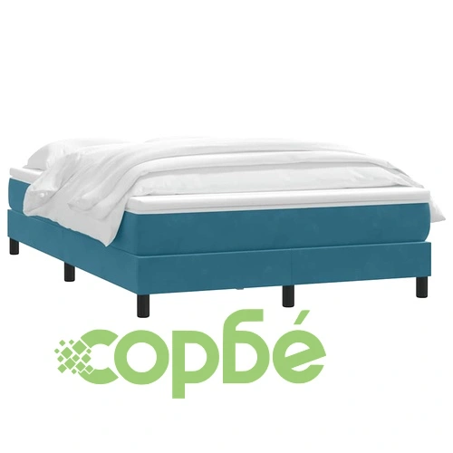 Луксозно Боксспринг Легло с Матрак, 140x210 см, Тъмносиньо Кадифе ➤ топ цена ➤ sorbe.bg