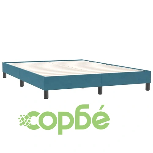 Луксозно Боксспринг Легло с Матрак, 140x210 см, Тъмносиньо Кадифе ➤ топ цена ➤ sorbe.bg