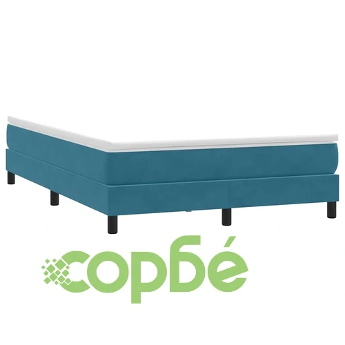 Луксозно Боксспринг Легло с Матрак, 140x210 см, Тъмносиньо Кадифе ➤ топ цена ➤ sorbe.bg