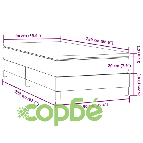 Луксозно Боксспринг Легло с Матрак и Топ Матрак, Черно Кадифе, 90x220 см ➤ топ цена ➤ sorbe.bg