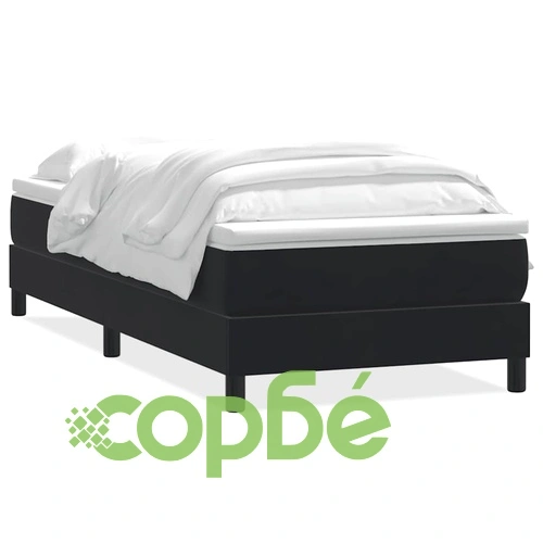 Луксозно Боксспринг Легло с Матрак и Топ Матрак, Черно Кадифе, 90x220 см ➤ топ цена ➤ sorbe.bg