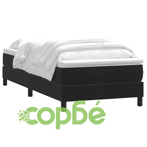 Луксозно Боксспринг Легло с Матрак и Топ Матрак, Черно Кадифе, 90x220 см ➤ топ цена ➤ sorbe.bg