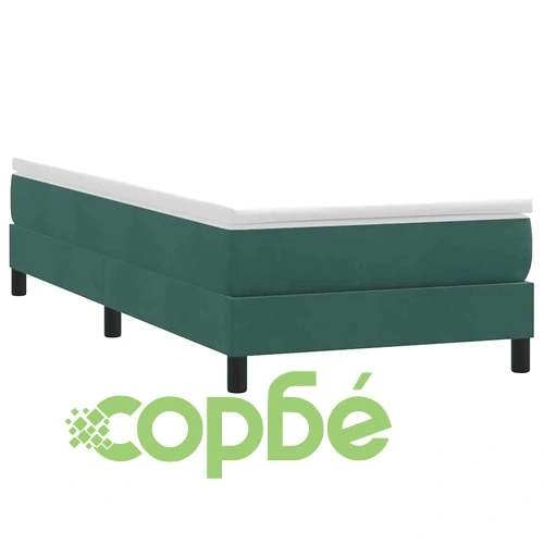Луксозно Box Spring легло с матрак от кадифе в тъмнозелено 90x220 см ➤ топ цена ➤ sorbe.bg