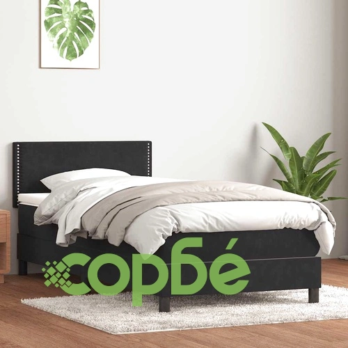Боксспринг легло с матрак от кадифе, черно, 90x210 см ➤ топ цена ➤ sorbe.bg