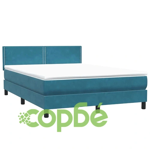 Боксспринг легло с матрак от кадифе, тъмносиньо, 140x220 cm ➤ топ цена ➤ sorbe.bg