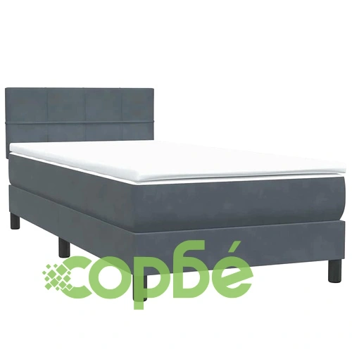 Боксспринг легло с матрак, 80x210 см, тъмносиво кадифе ➤ топ цена ➤ sorbe.bg