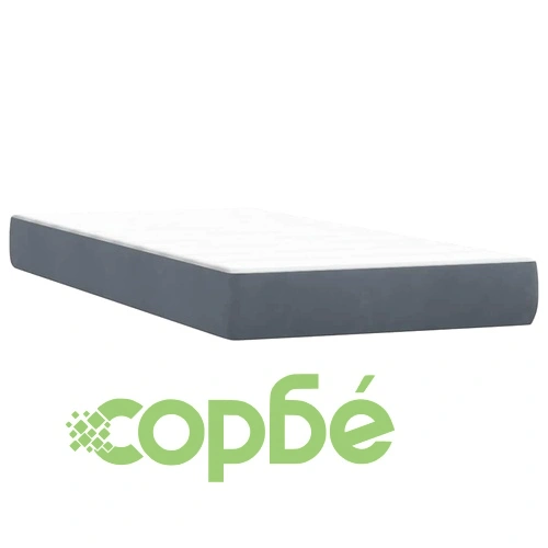 Боксспринг легло с матрак, 80x210 см, тъмносиво кадифе ➤ топ цена ➤ sorbe.bg