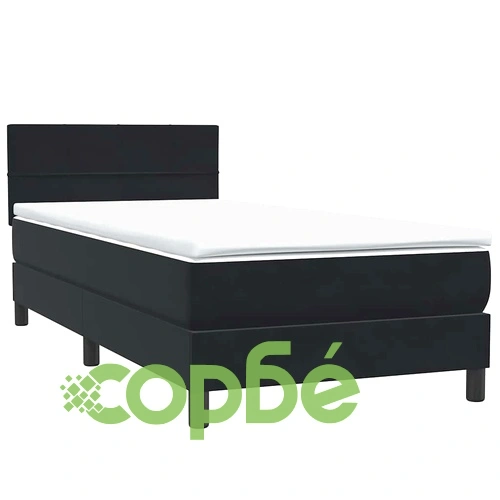 Боксспринг легло с матрак, 80x220 cm, черно кадифе ➤ топ цена ➤ sorbe.bg