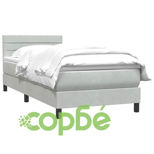 Боксспринг легло с матрак от кадифе, светлосиво, 80x210 см ➤ топ цена ➤ sorbe.bg