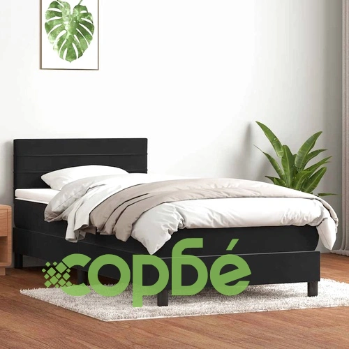 Боксспринг легло с джобинен матрак, 80x210 см, черно кадифе ➤ топ цена ➤ sorbe.bg