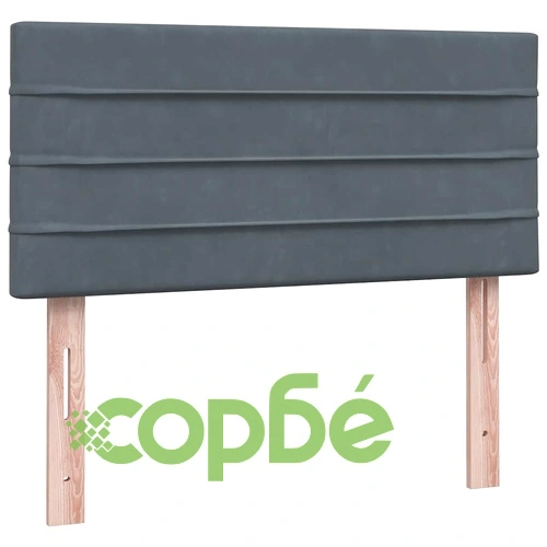 Боксспринг легло с матрак, тъмносиво, 90x210 см, кадифен плат ➤ топ цена ➤ sorbe.bg