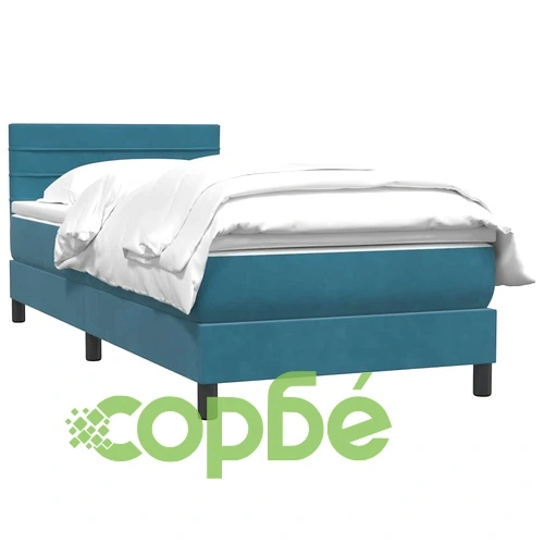 Боксспринг легло с матрак от кадифе, тъмносиньо, 90x210 см ➤ топ цена ➤ sorbe.bg