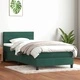 Box Spring легло с матрак от кадифе, тъмнозелено, 90x220 cm