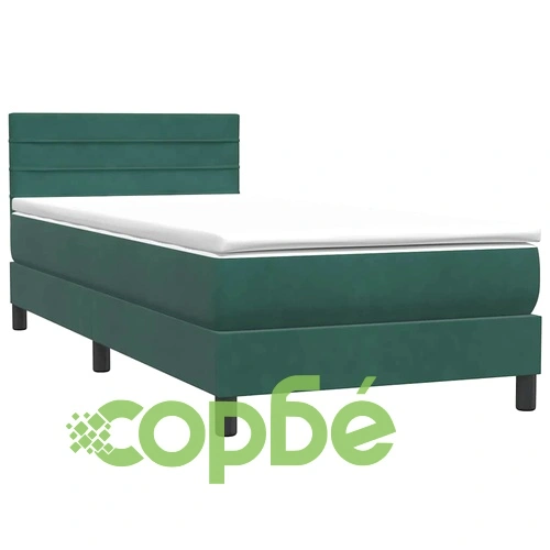 Box Spring легло с матрак от кадифе, тъмнозелено, 90x220 cm ➤ топ цена ➤ sorbe.bg
