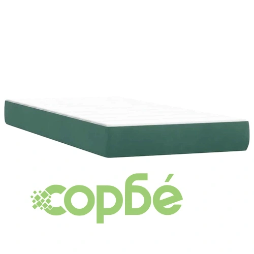 Box Spring легло с матрак от кадифе, тъмнозелено, 90x220 cm ➤ топ цена ➤ sorbe.bg
