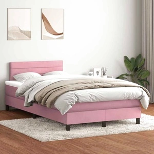 Боксспринг легло с матрак от кадифе, розово, 120x220 см