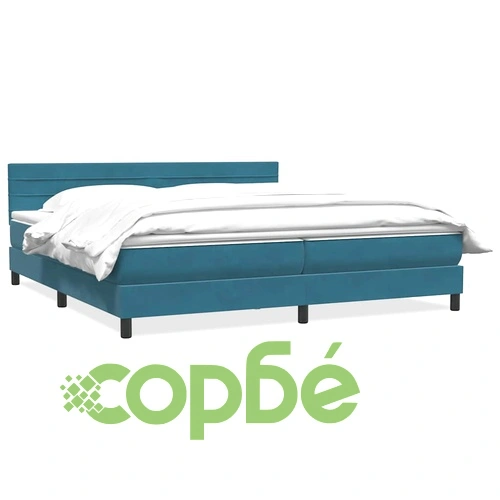 Луксозно Боксспринг Легло с Матрак от Кадифе, Тъмносиньо, 180x220 cm ➤ топ цена ➤ sorbe.bg