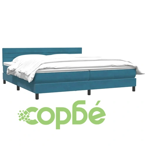 Луксозно Боксспринг Легло с Матрак от Кадифе, Тъмносиньо, 180x220 cm ➤ топ цена ➤ sorbe.bg