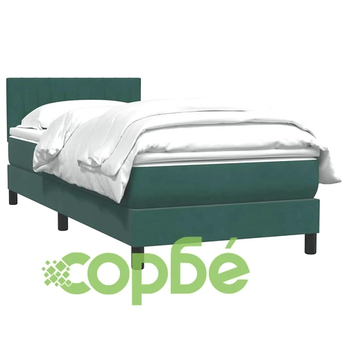 Box Spring легло с матрак 80x210 cm, Тъмнозелено Кадифе ➤ топ цена ➤ sorbe.bg