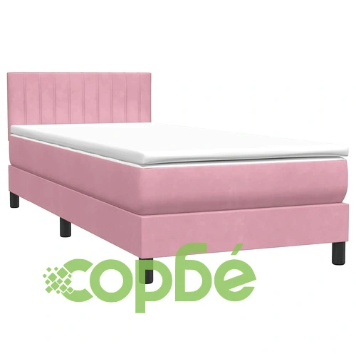 Боксспринг легло с матрак от кадифе, розово, 80x210 см ➤ топ цена ➤ sorbe.bg