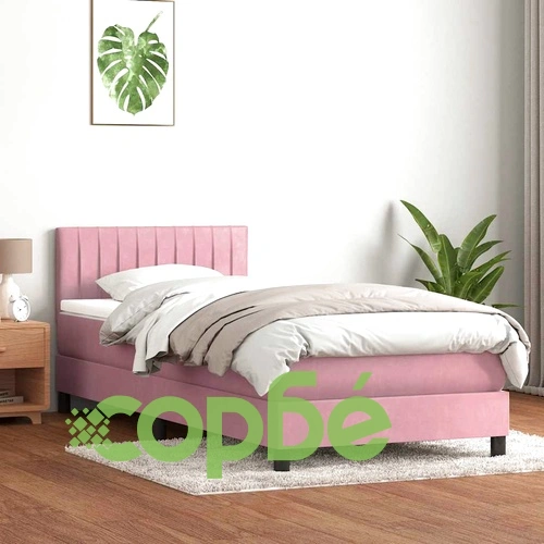 Боксспринг легло с матрак от кадифе, розово, 80x210 см ➤ топ цена ➤ sorbe.bg