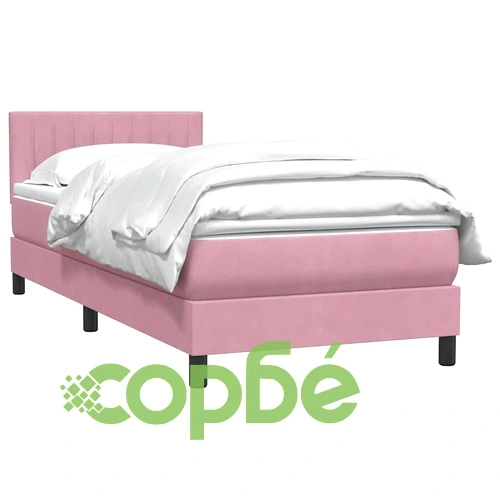 Боксспринг легло с матрак от кадифе, розово, 80x210 см ➤ топ цена ➤ sorbe.bg