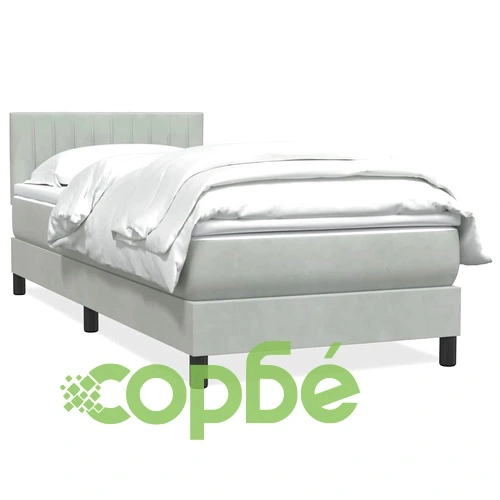 Боксспринг легло с матрак от кадифе, светлосиво, 90x210 см ➤ топ цена ➤ sorbe.bg
