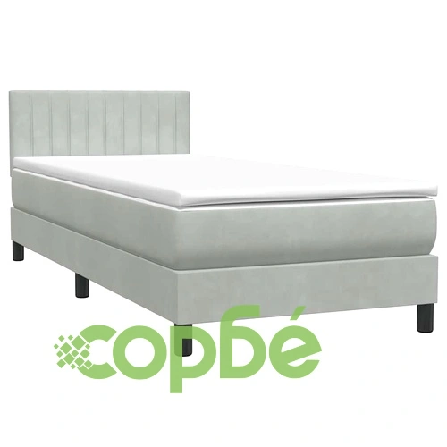 Боксспринг легло с матрак от кадифе, светлосиво, 90x210 см ➤ топ цена ➤ sorbe.bg