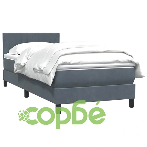 Боксспринг легло с матрак от кадифе, тъмносиво, 90x210 см ➤ топ цена ➤ sorbe.bg