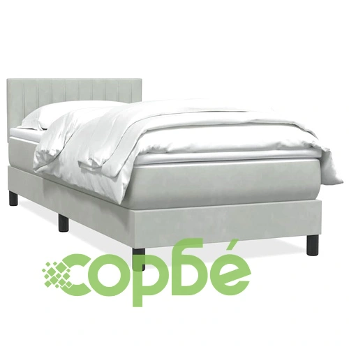 Боксспринг легло с матрак от кадифе, светлосиво, 80x220 см ➤ топ цена ➤ sorbe.bg