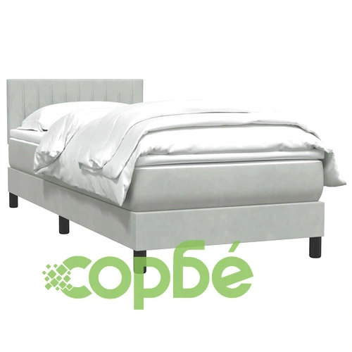 Боксспринг легло с матрак от кадифе, светлосиво, 80x220 см ➤ топ цена ➤ sorbe.bg