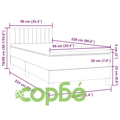 Box Spring легло с матрак от кадифе в тъмнозелено 90x220 cm ➤ топ цена ➤ sorbe.bg