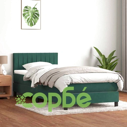 Box Spring легло с матрак от кадифе в тъмнозелено 90x220 cm ➤ топ цена ➤ sorbe.bg