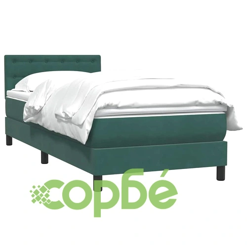 Box Spring легло с матрак от кадифе, тъмнозелено, 90x220 cm ➤ топ цена ➤ sorbe.bg