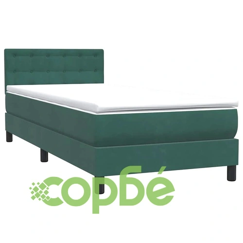 Box Spring легло с матрак от кадифе, тъмнозелено, 90x220 cm ➤ топ цена ➤ sorbe.bg