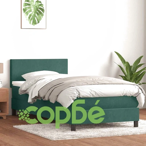 Box Spring легло с матрак от кадифе в тъмнозелено 80x210 cm ➤ топ цена ➤ sorbe.bg