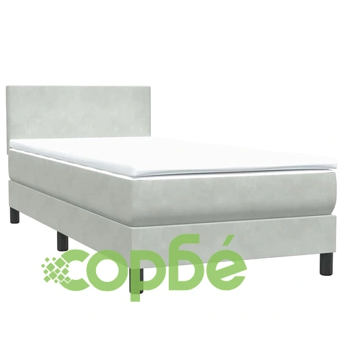 Боксспринг легло с матрак от кадифе, светлосиво, 90x210 см ➤ топ цена ➤ sorbe.bg