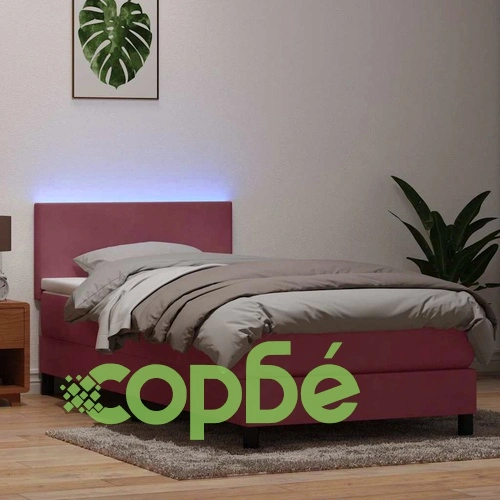 Боксспринг легло с матрак, 90x210 см, розово кадифе ➤ топ цена ➤ sorbe.bg