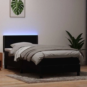 Луксозно боксспринг легло с матрак и LED осветление, 80x220 cm, черно кадифе