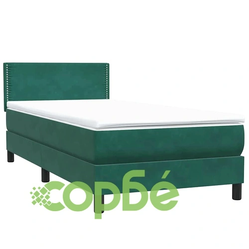 Луксозно Box Spring легло с матрак, 90x220 см, Тъмнозелено Кадифе ➤ топ цена ➤ sorbe.bg
