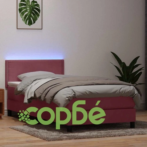 Луксозно боксспринг легло с матрак от кадифе, розово, 100x220 см ➤ топ цена ➤ sorbe.bg