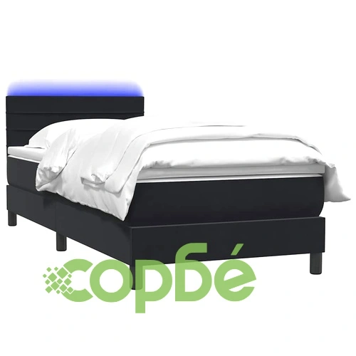 Луксозно Боксспринг Легло с Матрак, Черно Кадифе, 80x220 см, LED Осветление ➤ топ цена ➤ sorbe.bg